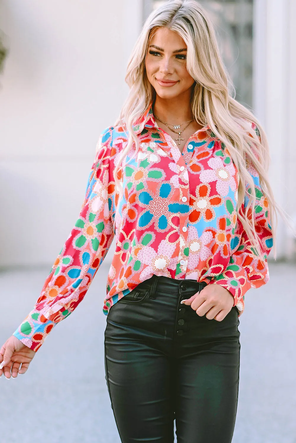 MultiColour Floral Print Bubble Sleeve Shirt sold by Beagle Boutique