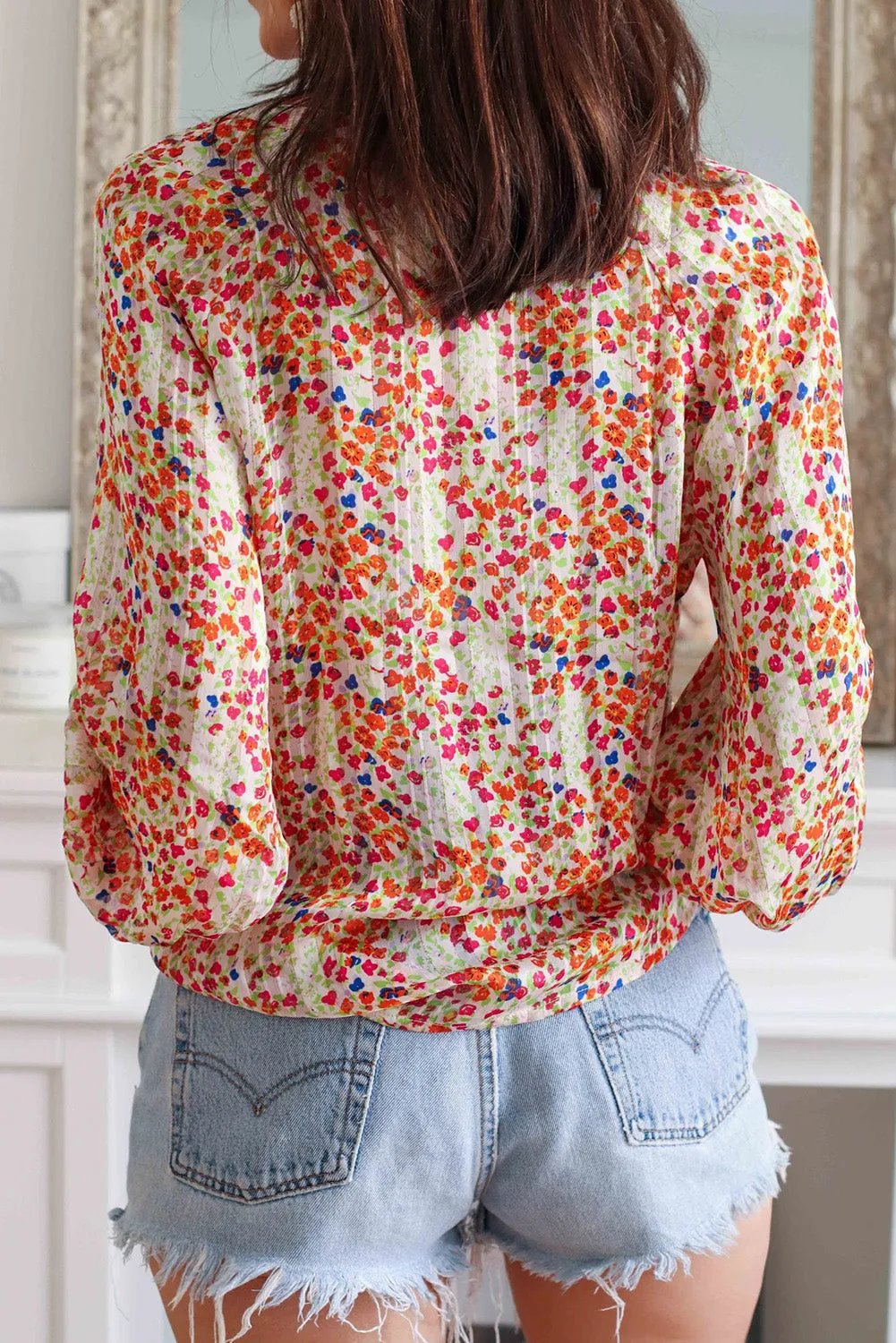 Multicolor Boho Floral Print Button Front Shirt sold by Beagle Boutique product image thumbnail 2