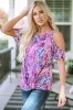 MultiColour Lavender Floral Print Cold Shoulder Blouse sold by Beagle Boutique
