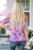 MultiColour Lavender Floral Print Cold Shoulder Blouse sold by Beagle Boutique