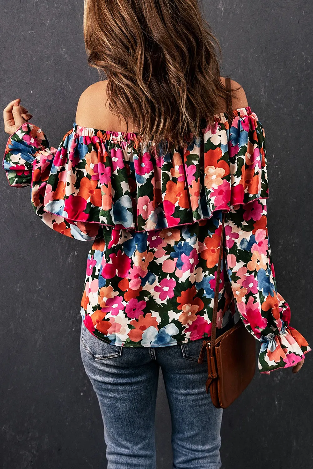 Floral Print Ruffled Off Shoulder Blouse sold by Beagle Boutique product image thumbnail 2