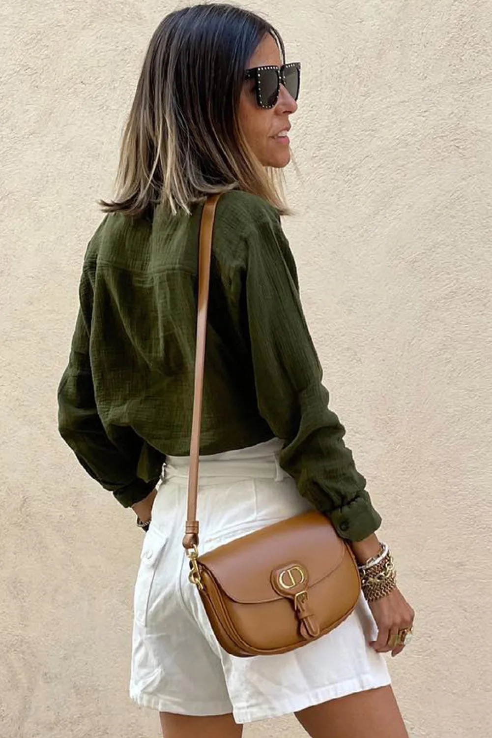 Jungle Green Crinkle Textured Button Up Long Sleeve Shirt sold by Beagle Boutique product image thumbnail 2