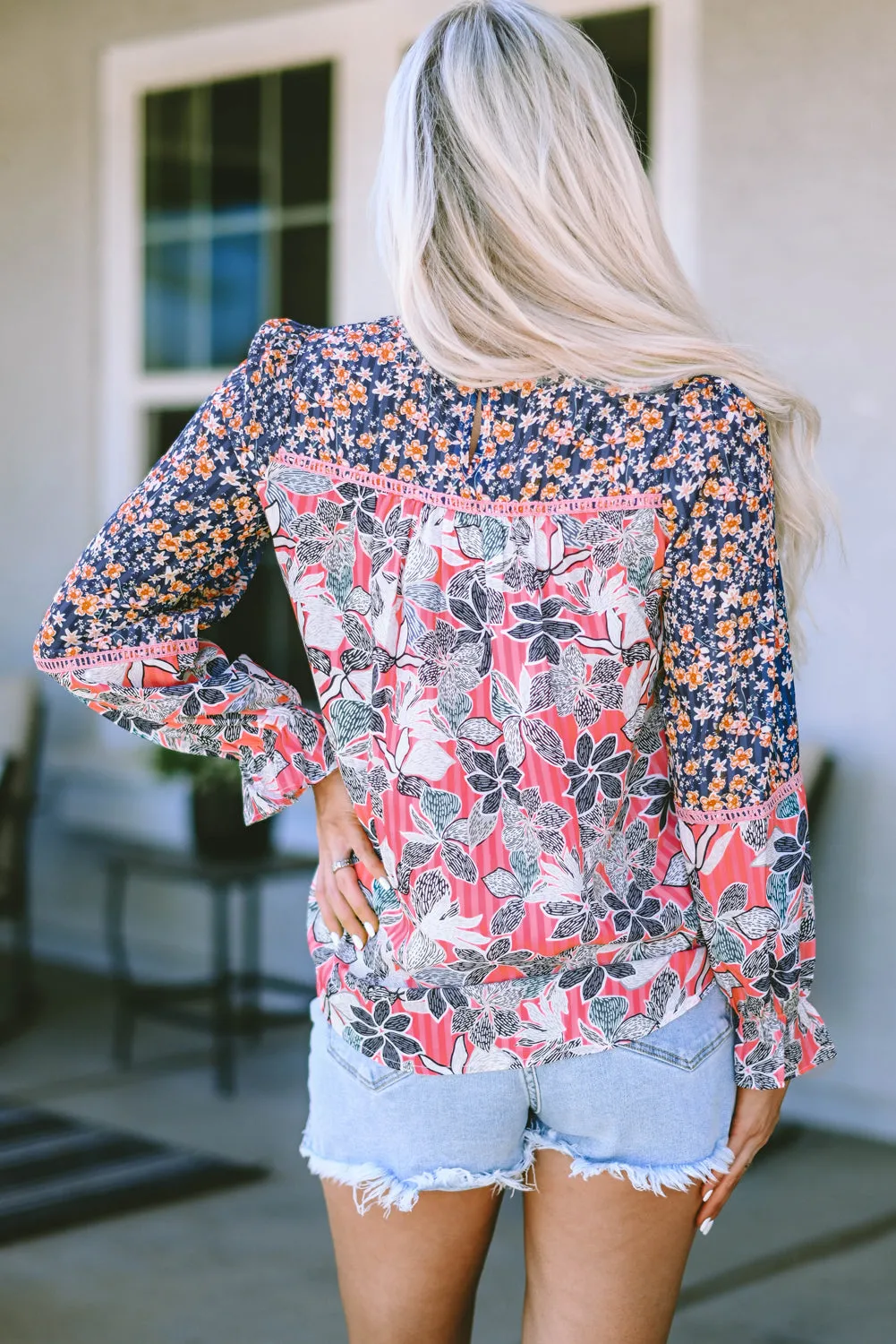 Multicolor Mix Floral Balloon Sleeve Ruffled Cuff Blouse sold by Beagle Boutique product image thumbnail 2