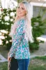 Green Floral Pleated Round Neck Long Sleeve Blouse sold by Beagle Boutique