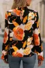 Black Floral Print Mock Neck Blouse sold by Beagle Boutique