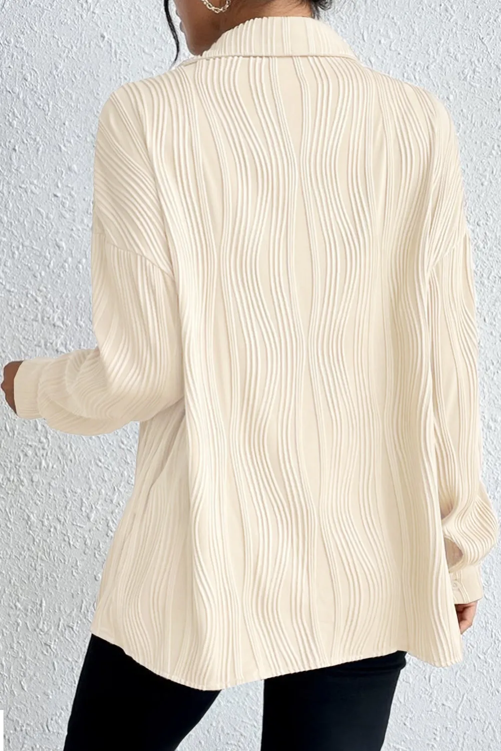 Apricot Solid Textured Buttoned Turn Down Collar Shirt sold by Beagle Boutique product image thumbnail 2