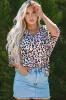 Pink MultiColour Leopard Print V Neck Oversized Blouse sold by Beagle Boutique