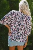 Pink MultiColour Leopard Print V Neck Oversized Blouse sold by Beagle Boutique