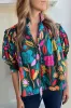 Green Floral Print Puff Sleeve Tied V Neck Blouse sold by Beagle Boutique