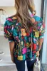 Green Floral Print Puff Sleeve Tied V Neck Blouse sold by Beagle Boutique