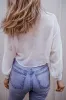 White Solid Knotted Front Loose Fit Sheer Shirt sold by Beagle Boutique