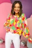 Yellow Abstract Print Puff Sleeve Blouse sold by Beagle Boutique