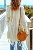 Beige Tasseled Hollow-out Cable Knit Cardigan sold by Beagle Boutique