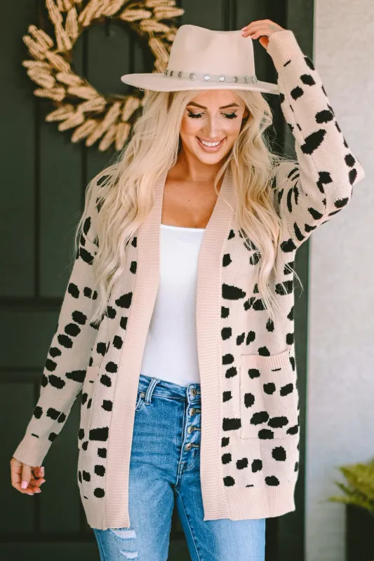 Leopard Animal Spotted Pattern Open Front Cardigan sold by Beagle Boutique