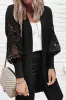 Black Crochet Lace Sleeve Ribbed Knit Cardigan sold by Beagle Boutique