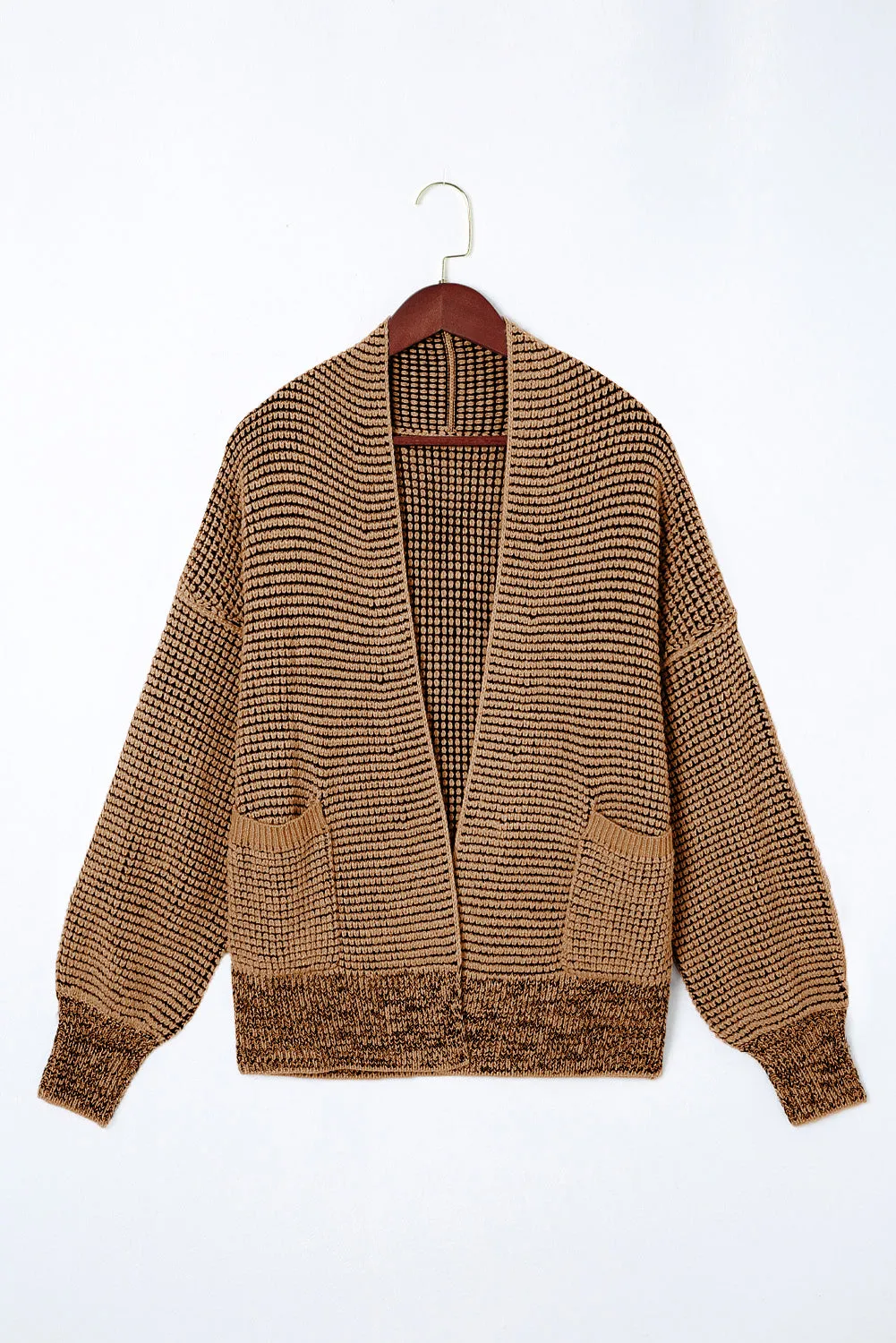 Brown Chunky Waffle Knit Oversized Collar Cardigan sold by Beagle Boutique product image thumbnail 3