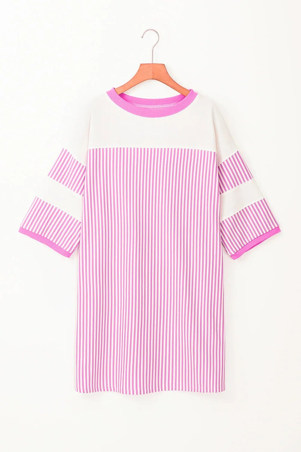 Phalaenopsis Striped Patchwork Three Quarters Sleeve Loose Mini Dress sold by Beagle Boutique product image thumbnail 3