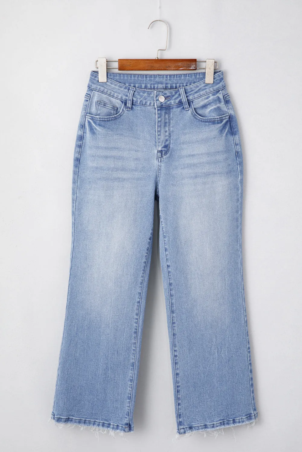 Beau Blue Mineral Wash Raw Hem High Waist Flared Jeans sold by Beagle Boutique product image thumbnail 3