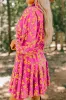 Pink Floral Print Drawstring Tunic Flowy Short Dress sold by Beagle Boutique