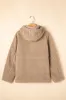 Pale Khaki Fleece Zip Up Drawstring Hooded Pocketed Jacket sold by Beagle Boutique