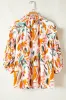 Yellow Abstract Print Drawstring Frilled V Neck 3/4 Sleeve Blouse sold by Beagle Boutique