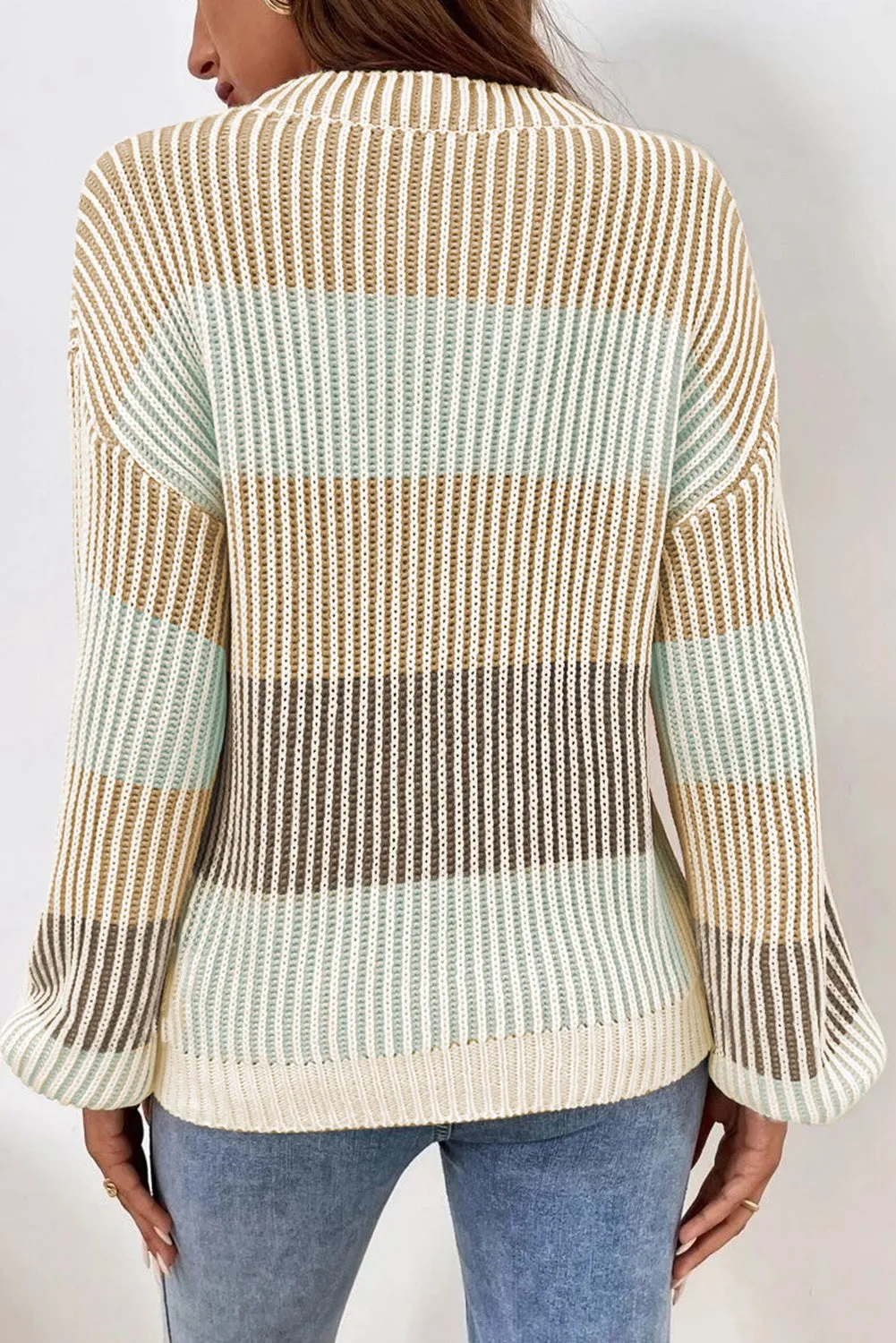 Pink Colourblock Textured Knit Bubble Sleeve Sweater sold by Beagle Boutique product image thumbnail 5