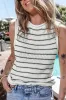 Black Stripe Raw Edge Crew Neck Knitted Vest sold by Beagle Boutique