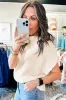 Iceland Blue High Neck Bat Short Sleeve Sweater sold by Beagle Boutique