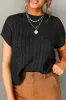 Chestnut Crew Neck Cable Knit Short Sleeve Sweater sold by Beagle Boutique