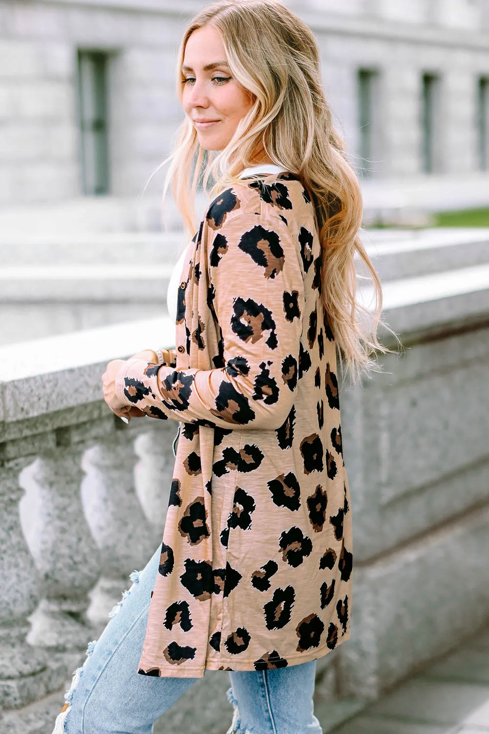 Leopard Printed Open Front Cardigan sold by Beagle Boutique product image thumbnail 3