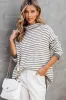 Khaki Striped Turtleneck Loose Sweater sold by Beagle Boutique