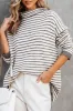 Khaki Striped Turtleneck Loose Sweater sold by Beagle Boutique