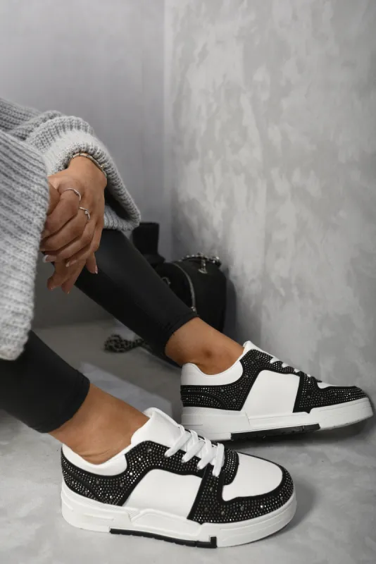 Sparkly Crystal Embellished Trainers made by Moda
