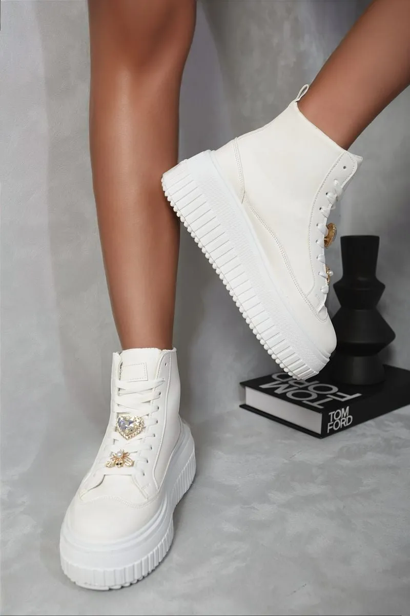 Lace Up High Top Platform Trainers with Decorative Details sold by Beagle Boutique product image thumbnail 4