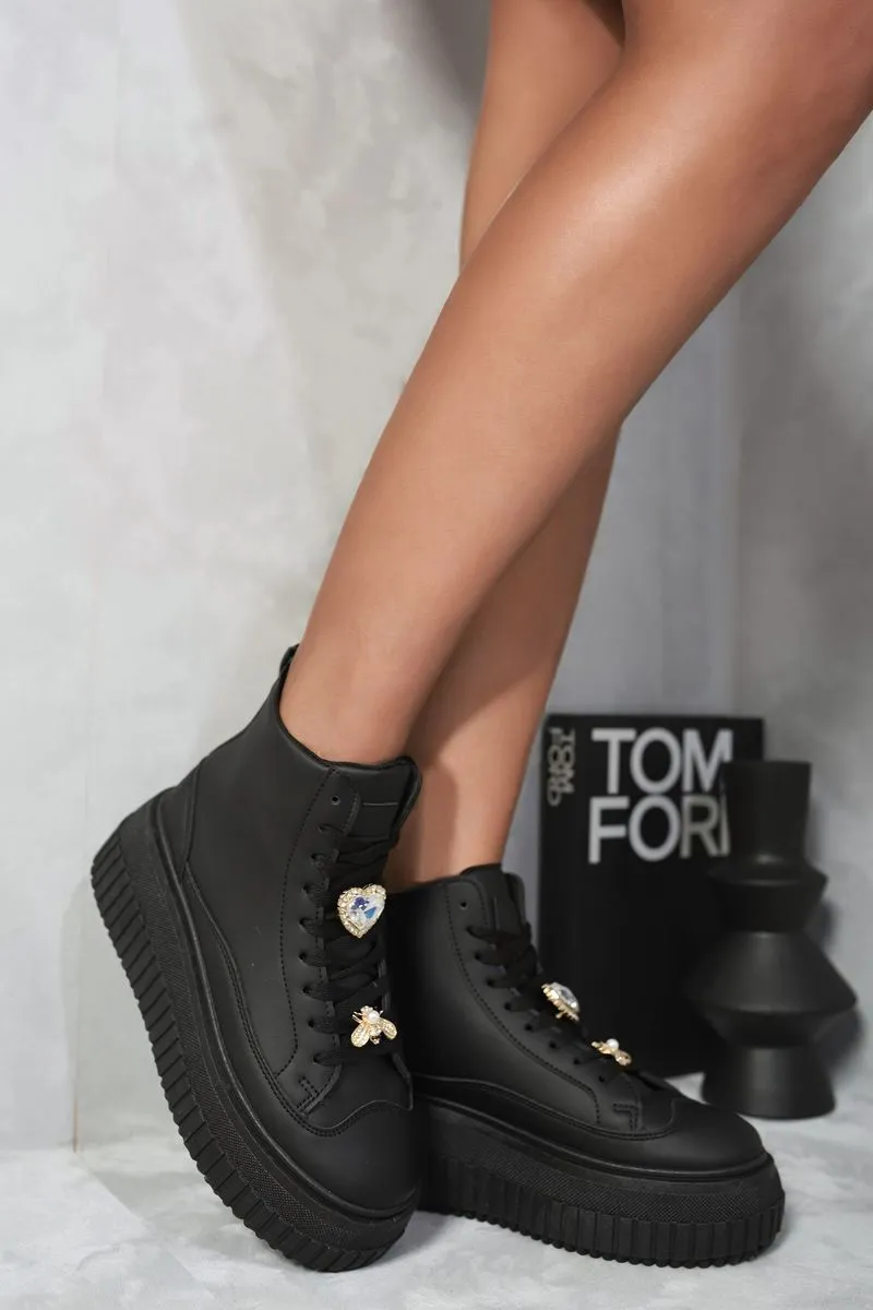 Lace Up High Top Platform Trainers with Decorative Details sold by Beagle Boutique product image thumbnail 2