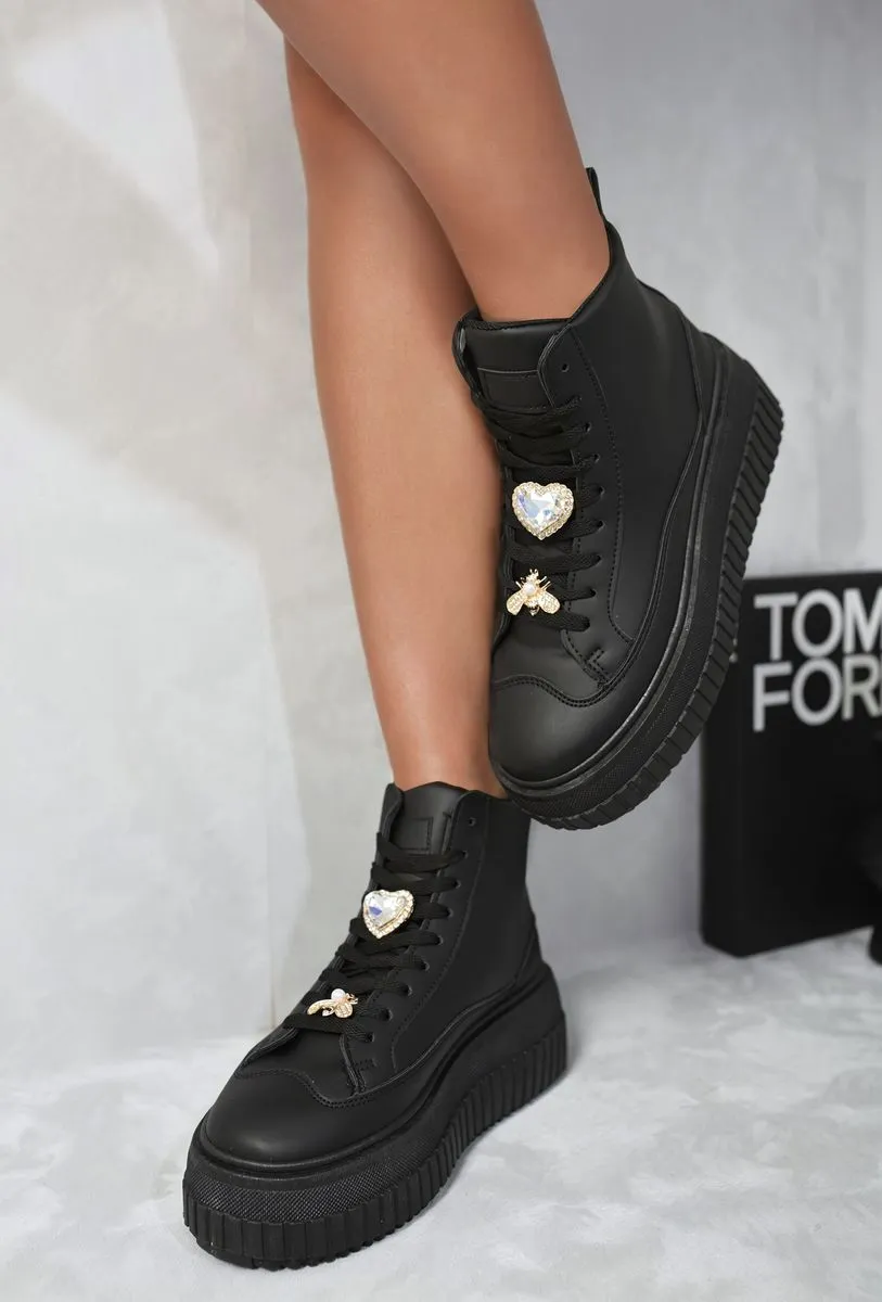 Lace Up High Top Platform Trainers with Decorative Details sold by Beagle Boutique