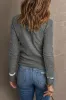 Medium Grey Ribbed Trim Crew Neck Long Sleeve Sweater sold by Beagle Boutique