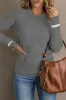 Medium Grey Ribbed Trim Crew Neck Long Sleeve Sweater sold by Beagle Boutique
