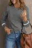 Medium Grey Ribbed Trim Crew Neck Long Sleeve Sweater sold by Beagle Boutique