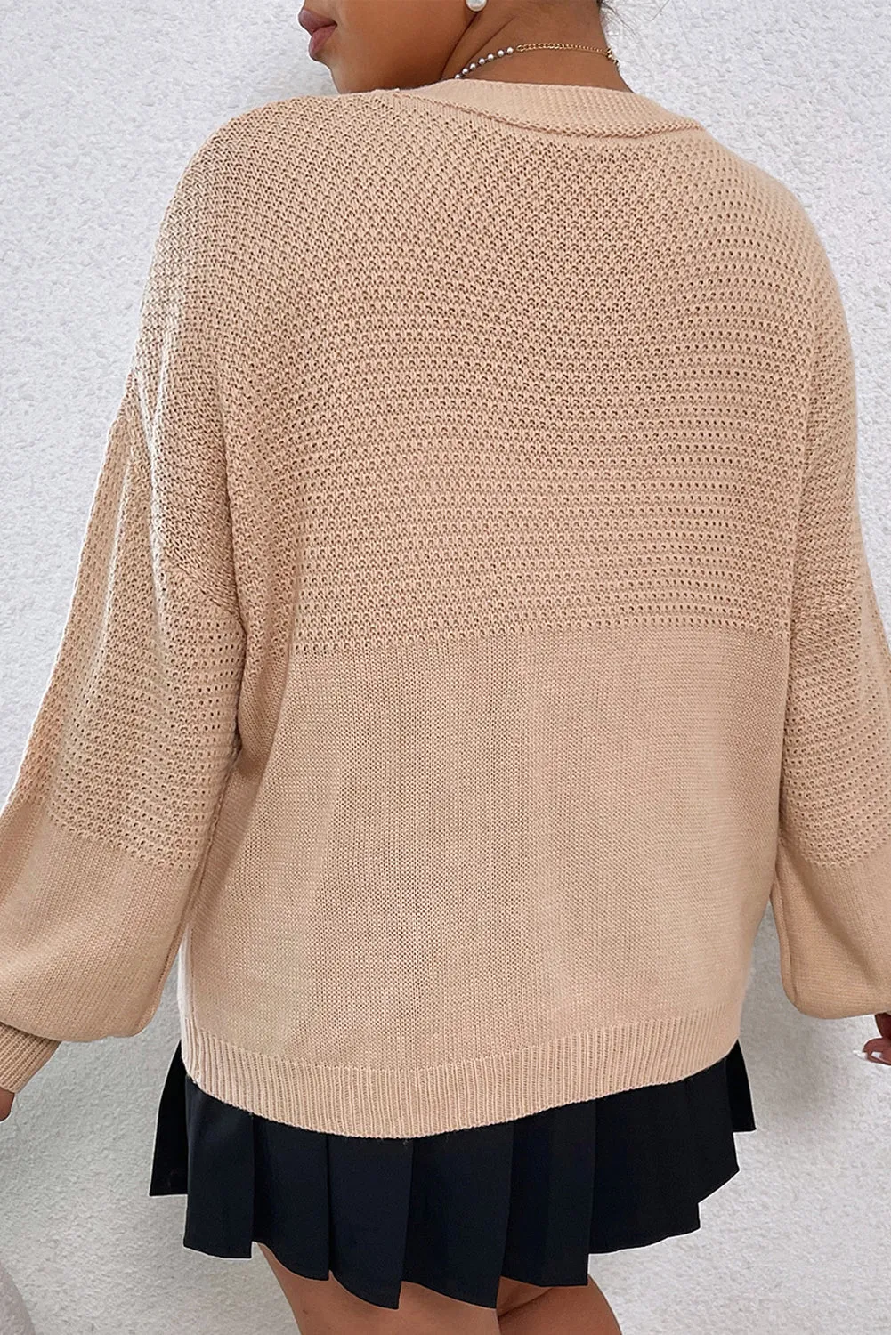 Smoke Grey Floral Applique Drop Shoulder Bubble Sleeve Cardigan sold by Beagle Boutique product image thumbnail 2