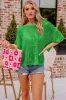Green Pointelle Knit Scallop Edge Short Sleeve Top sold by Beagle Boutique