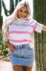 Pink Stripe Dropped Short Sleeve Lightweight Knitted Top sold by Beagle Boutique