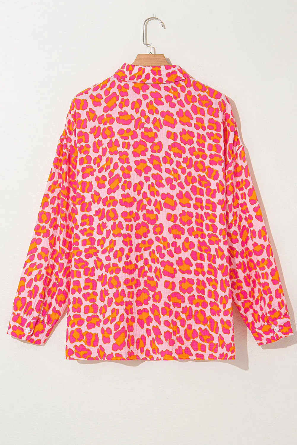Rose Leopard Printed Button Up Loose Shirt sold by Beagle Boutique product image thumbnail 2