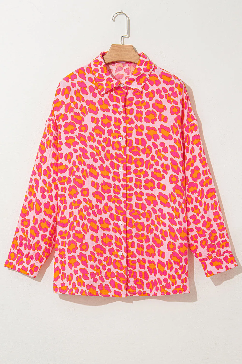 Rose Leopard Printed Button Up Loose Shirt sold by Beagle Boutique