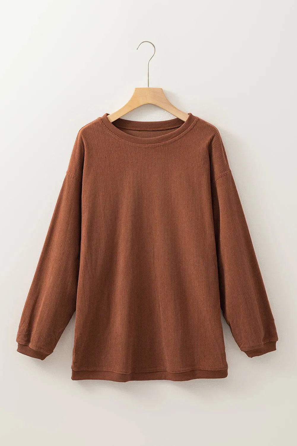 Chestnut Ribbed Corduroy Oversized Sweatshirt sold by Beagle Boutique product image thumbnail 4