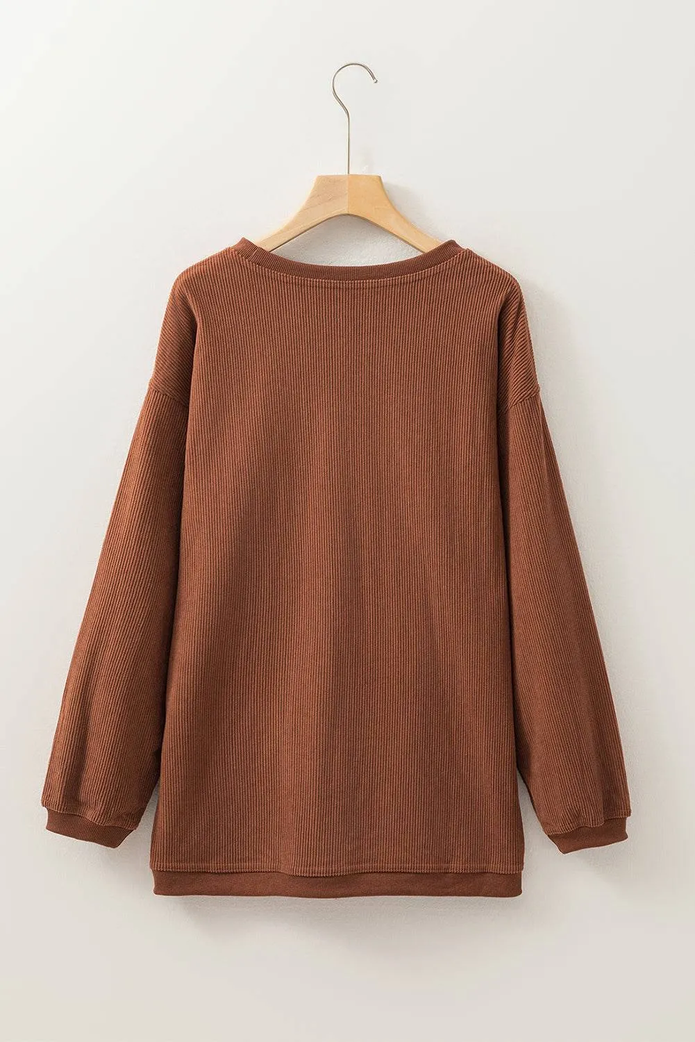 Chestnut Ribbed Corduroy Oversized Sweatshirt sold by Beagle Boutique product image thumbnail 2