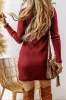 Racing Red Ribbed Knit Long Sleeve High Neck Mini Dress sold by Beagle Boutique