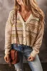 Khaki Buttoned V Neck Cropped Cardigan sold by Beagle Boutique