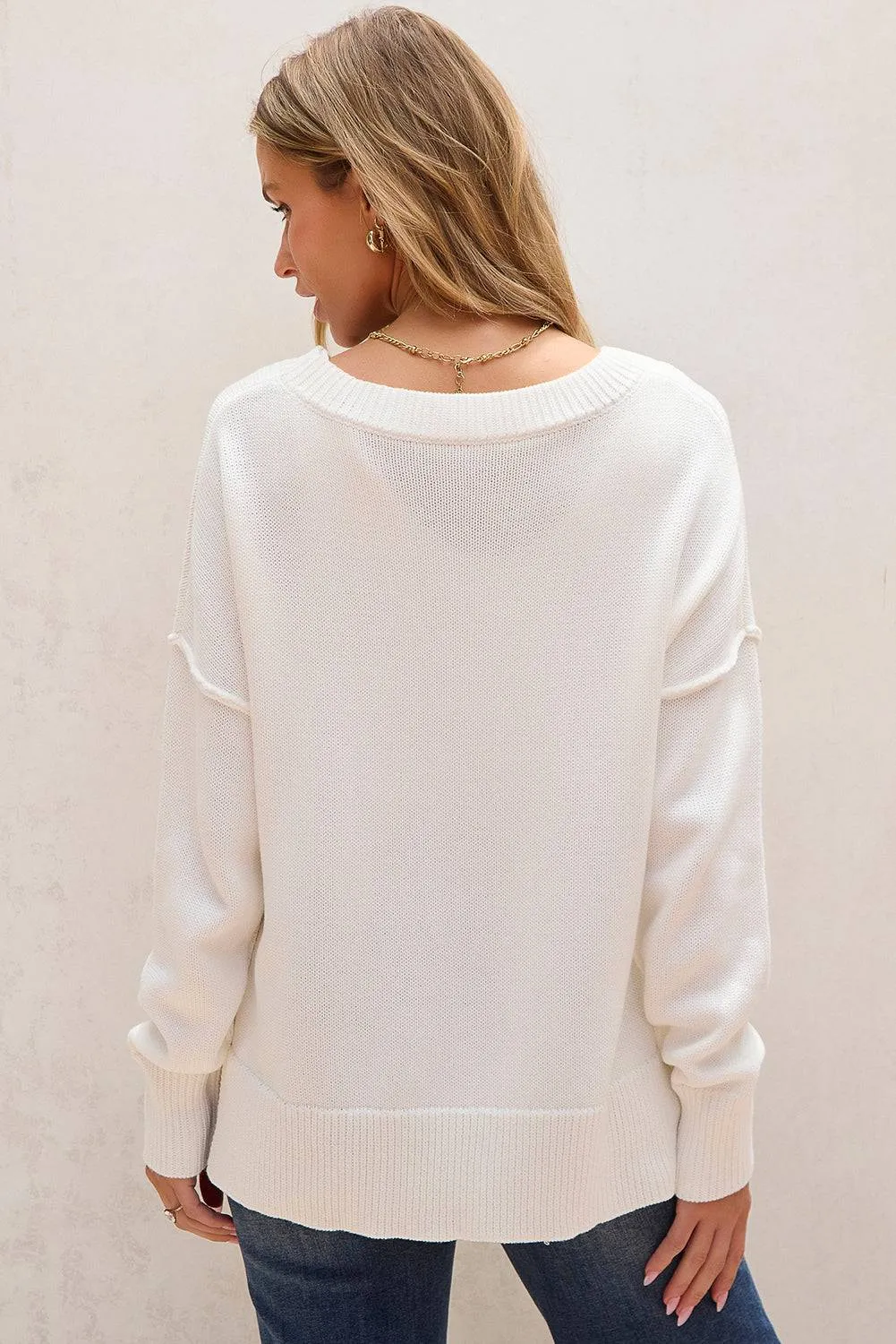 White American Flag Cable Knit Drop Shoulder Sweater sold by Beagle Boutique product image thumbnail 2
