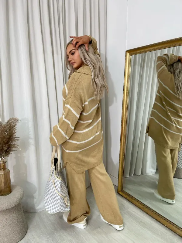 Loose Striped Knitted Top and Trouser Co-ord Set sold by Beagle Boutique
